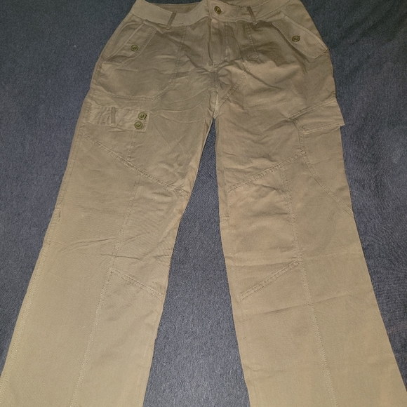 Boot Cut Button Cargo Pants - XL - Khaki Green - Picture 2 of 11